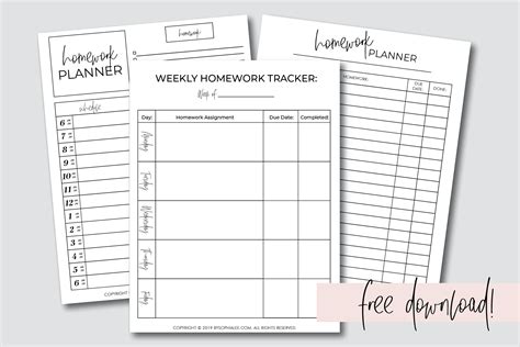 Printable Homework Planner