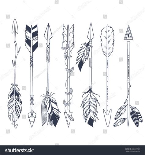 Arrow Set Native American Indian Style Stock Vector (Royalty Free) 604809524 | Shutterstock