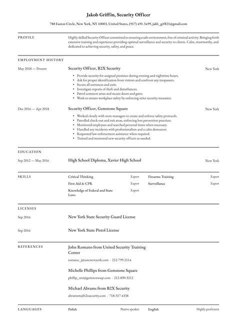 Security Officer Resume Examples & Templates (2024) · Resume.io