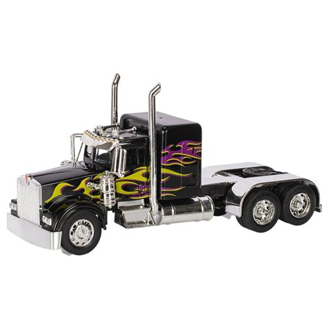 Peterbilt 389/Kenworth W900 Semi Truck Die Cast Toy - 1:32 Scale Black ...