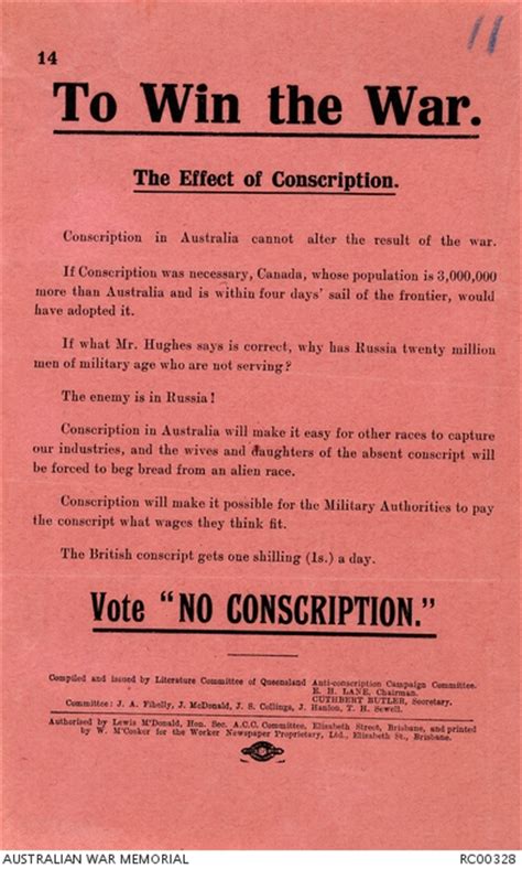 Sources: the conscription debate | Australian War Memorial