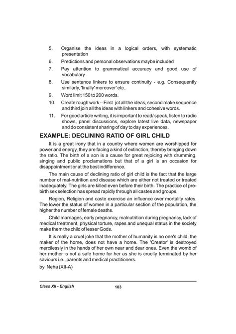 Article Writing Format Class 12 Notes (PDF) – Article Writing Format के नोट्स – All Important Notes