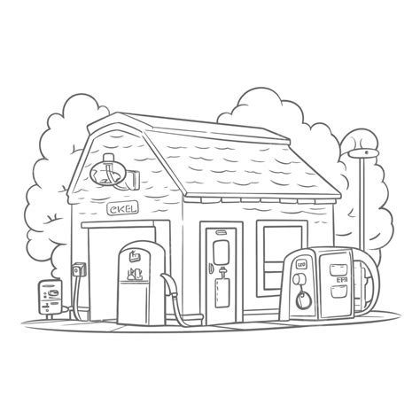 Gas Station Coloring Page