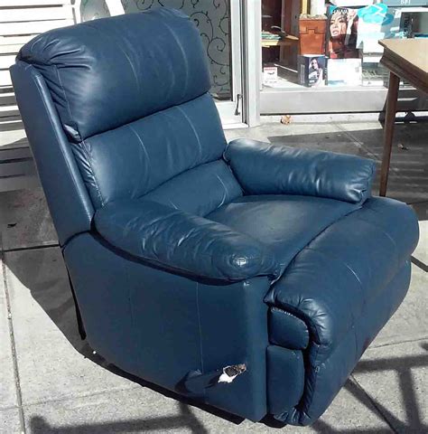 UHURU FURNITURE & COLLECTIBLES: SOLD Faux Leather Blue Recliner - $60