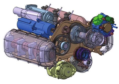 Visualization of the new construction of the opposed-piston engine ...