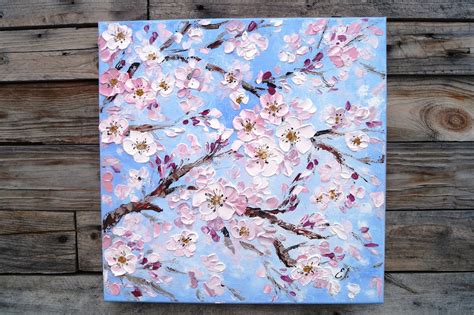 Peach Tree Blossom Spring Oil on Canvas Painting Birthday | Etsy