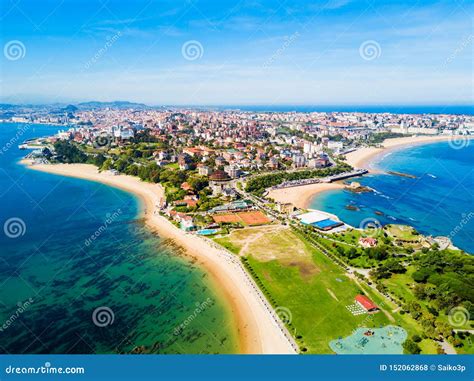 Santander City Beach Aerial View Stock Photo - Image of coast, drone: 152062868