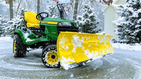 HUGE Snow Plow On Garden Tractor!?! John Deere x739 Tractor! - YouTube