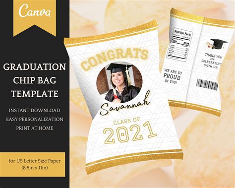 Graduation Chip Bag Template