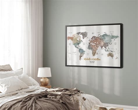 World Map Poster Custom Map World Map Wall Art Detailed - Etsy