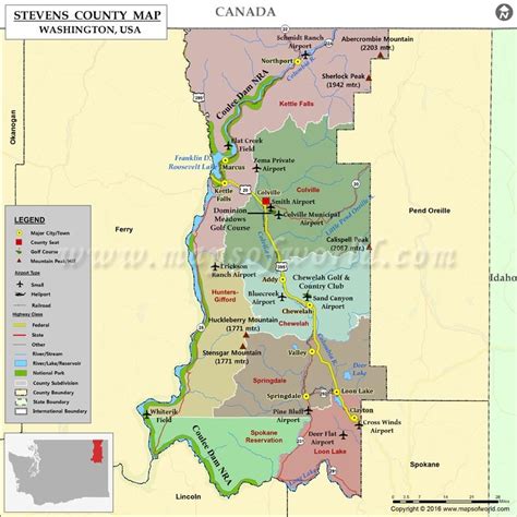 Stevens County Map, Washington