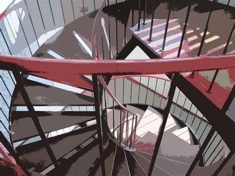Spiral Staircase With Red Railing Free Stock Photo - Public Domain Pictures