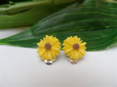 Girls Sunflower Clip on Earrings Flower Clip on Earrings - Etsy