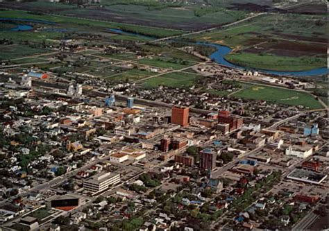 Aerial View of the Wheat City's Downtown Core Brandon, MB Canada