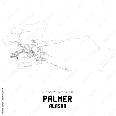 Palmer Alaska. US street map with black and white lines. Stock ...