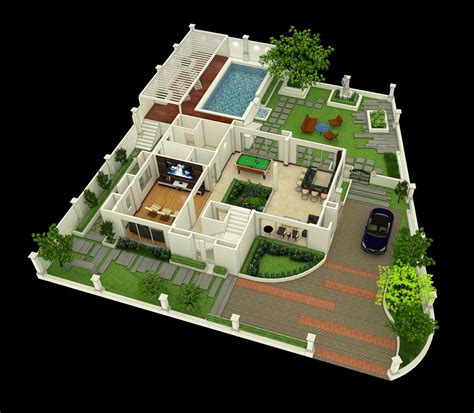 3D Floor Plans - Villa on Behance