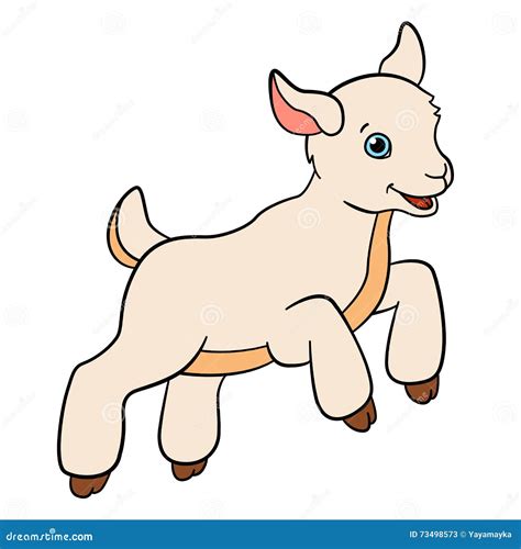 Cartoon Farm Animals for Kids. Little Cute Baby Goat. Stock Vector ...