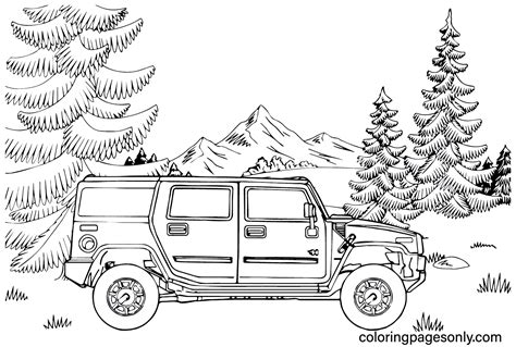 Hummer H2 SUV Coloring Page - Free Printable Coloring Pages