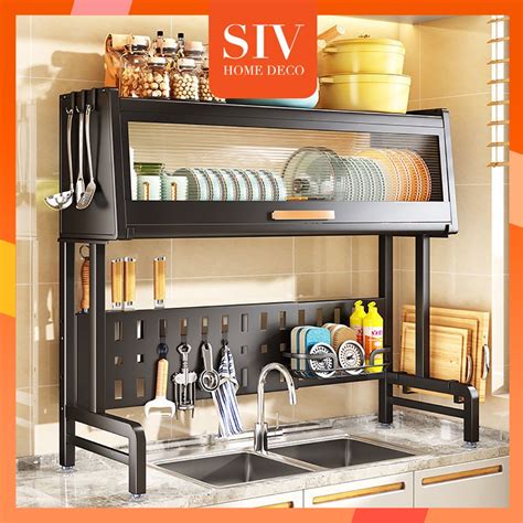 Siv Dish Cabinet Rack Over-The-Sink Drainer With Cover Plate Drying ...