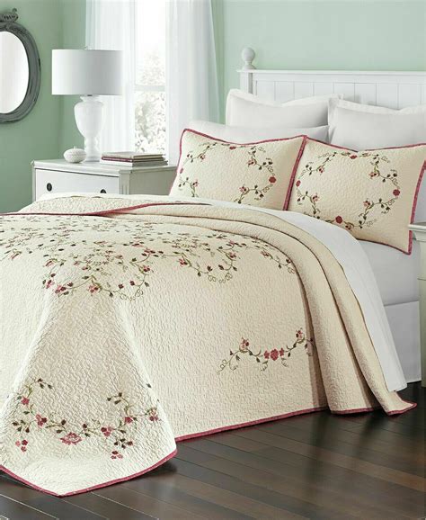 Martha Stewart Collection Westminster Vine Cotton Floral Bedspread KING Burgundy - Walmart.com