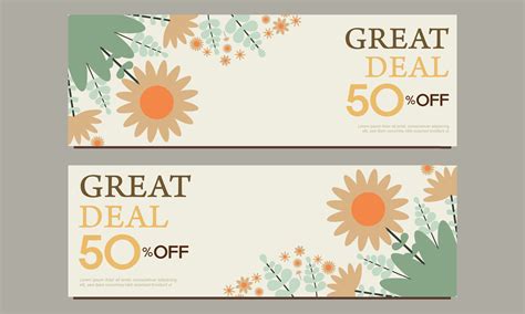 great deal horizontal banner template with floral and flower ornament ...