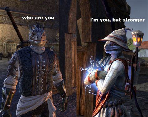 Made a meme of when I started ESO over a year ago to how my toon is now : r/elderscrollsonline