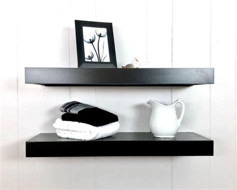 Black floating shelf | Painted floating shelves | Multiple trim and ...