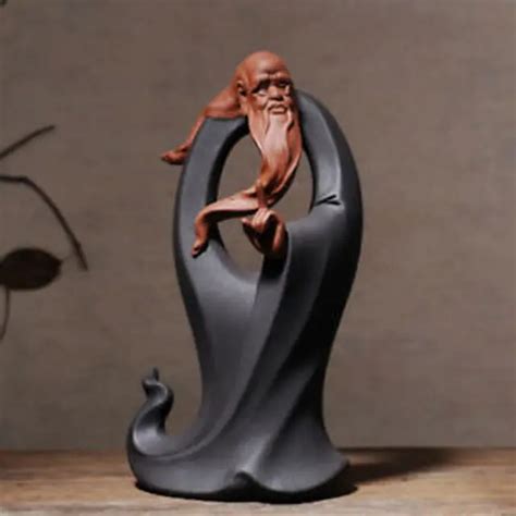 10.8“POTTERY PORCELAIN TAOIST Founder Laozi Lao-tzu Thinker Philosopher ...