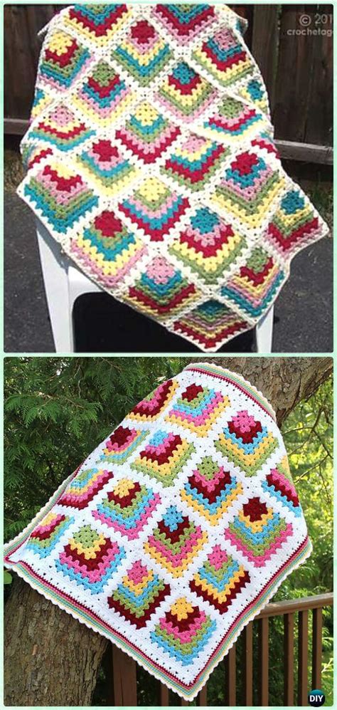 Crochet Mitered Granny Square Blanket Free Patterns