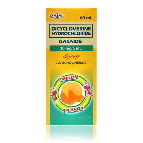 Dicycloverine Hydrochloride (Gasaide) 10mg/5ml Syrup Anticholinergic 6 ...