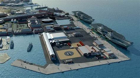 Jetty for Royal Navy Queen Elizabeth-class Aircraft Carriers Ready at Portsmouth Naval Base