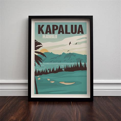 Kapalua Hawaii Golf Minimalist Retro Travel Poster Giclee - Etsy