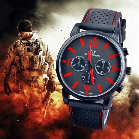 Luxury Red Mens Army Watches Army Racing Sports Mens Quartz Wrist Watch Force Military Sport Men ...