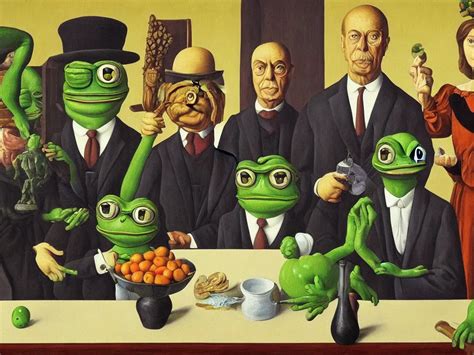 pepe the frog last supper painting magritte, | Stable Diffusion | OpenArt