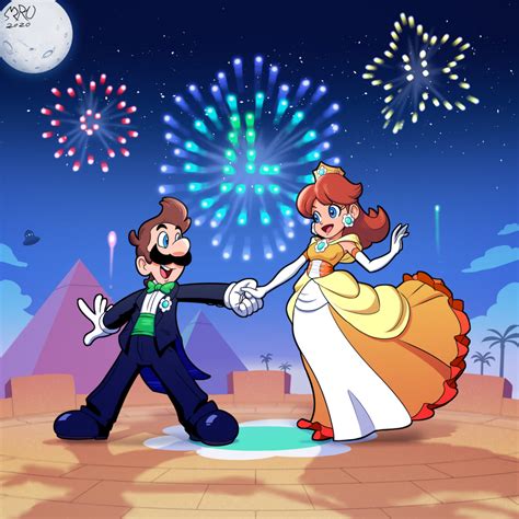 Luigi and Daisy in Mario Style | Valentine's Art