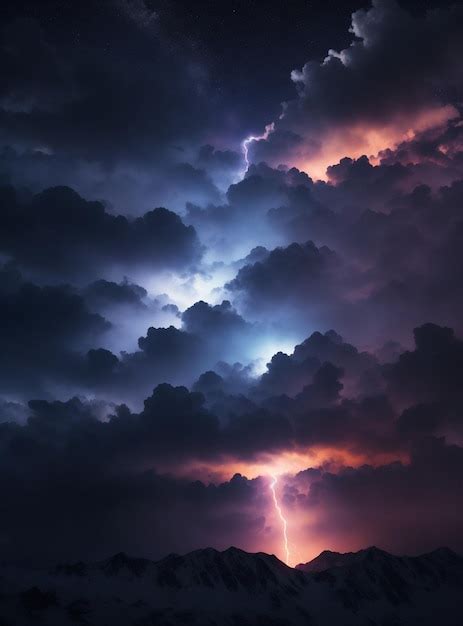 Premium AI Image | Lightning in the night sky Thunderstorm