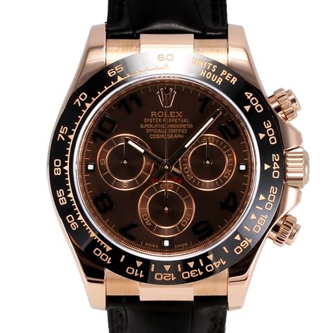 Men's Rolex Daytona Rose Gold Chocolate Brown Dial Tachymeter Engraved ...