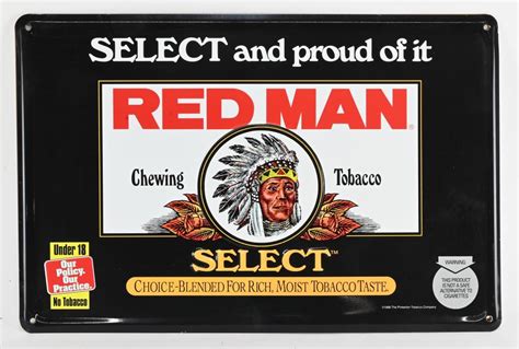 Lot - Vintage Red Man Chewing Tobacco Select Tin Sign