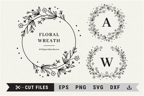 Floral wreath svg, Wildflower wreath monogram, (1165520)