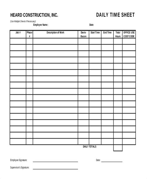 30+ Printable Timesheet Templates - Word, PDF | Free & Premium Templates