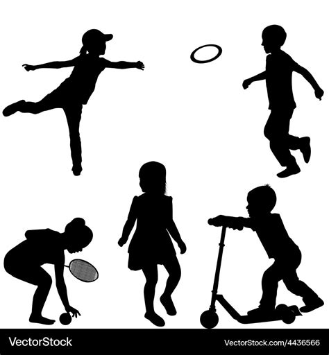 Silhouettes of children playing Royalty Free Vector Image