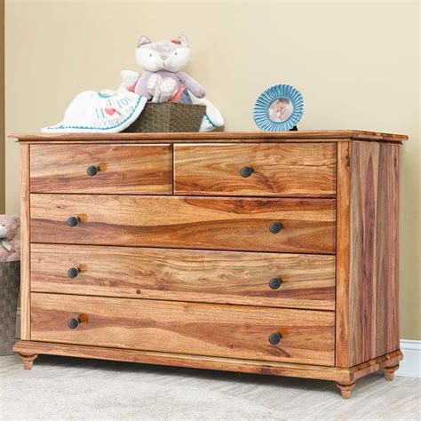 Livingston Rustic Solid Wood Bedroom Dresser With 5 Drawers