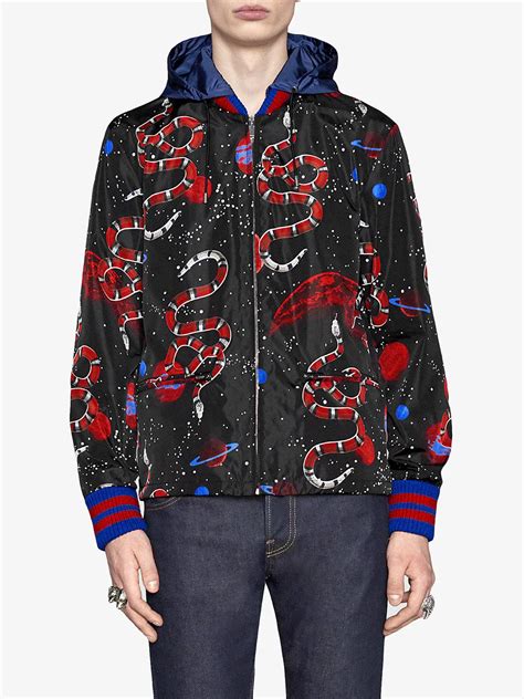 Gucci Synthetic Space Snake Print Windbreaker in Black for Men - Lyst