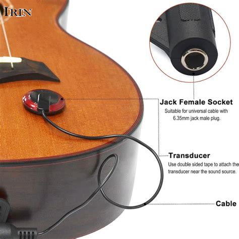 Piezoelectric Contact Microphone Pickup Violin Microphone Pickup Cello Ukulele Mandolin Guitar ...