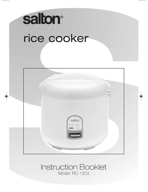 SALTON RC-1203 INSTRUCTION BOOKLET Pdf Download | ManualsLib