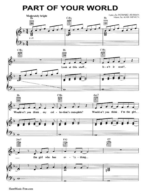 Part Of Your World Sheet Music Free Printable - Free Templates Printable