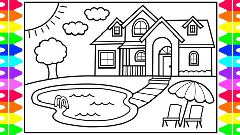 Easy Dream House Drawing - Learn from this video how to colour a dream ...