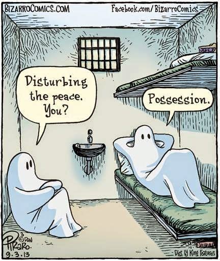 Two ghosts in jail. BizarroComics by Dan Piraro. September 3, 2013 ...