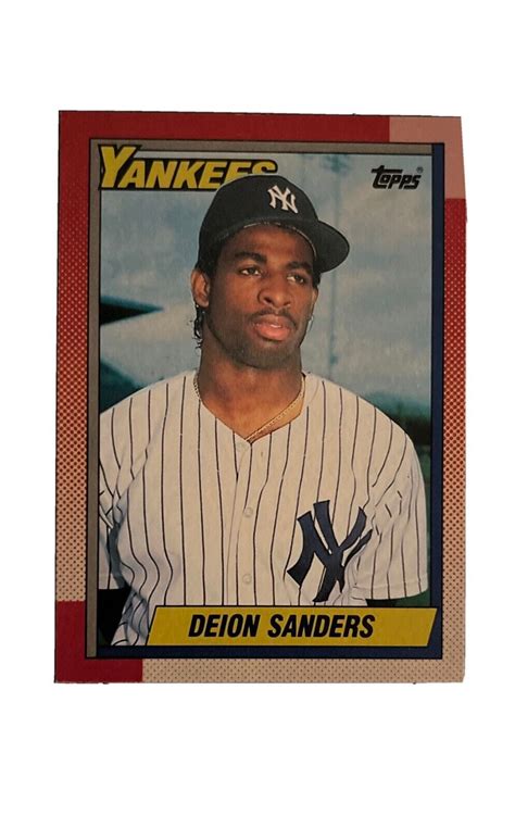 1990 Topps Deion Sanders RC New York Yankees 61 Rookie Baseball Card ...