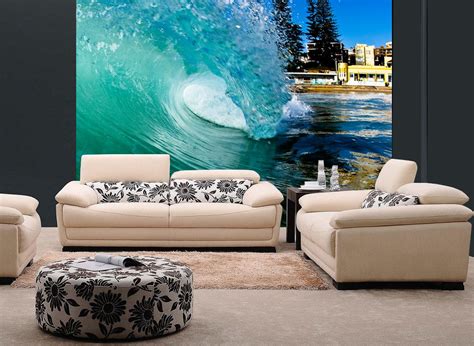 Barreling Wave Surfing Wall Mural and Removable Sticker | Wall murals, Room wall colors, Dining ...